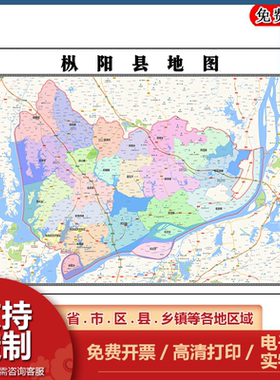 枞阳县地图90cm高清贴图安徽省铜陵市新版大幅客厅办公室墙画现货