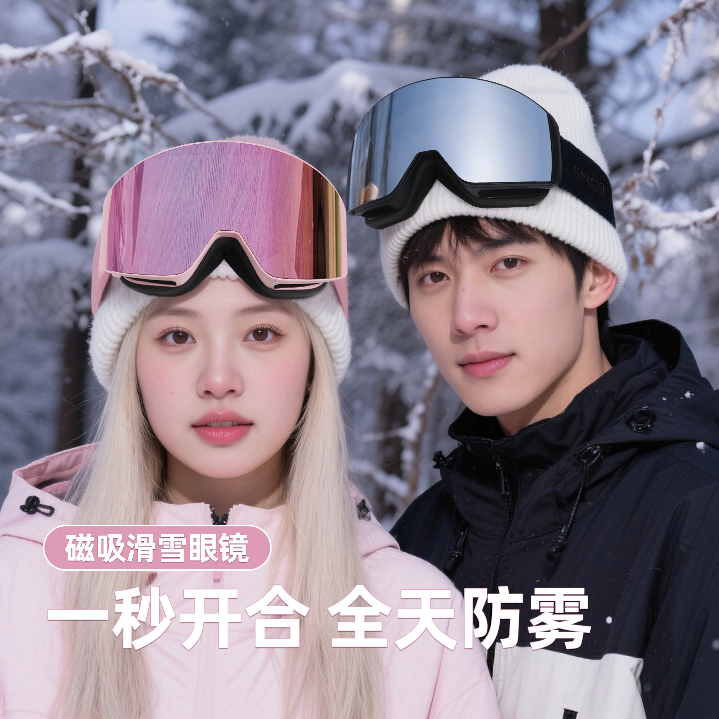 雪镜护目镜磁吸滑雪镜滑雪眼镜防雾成人可戴近视专业男女专用装备