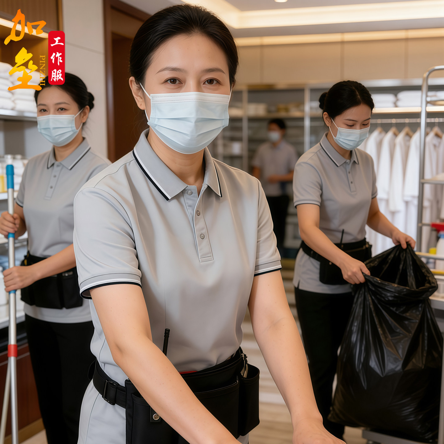 酒店客房保洁服短袖制服套装宾馆服务员物业阿姨工作服夏季短袖女