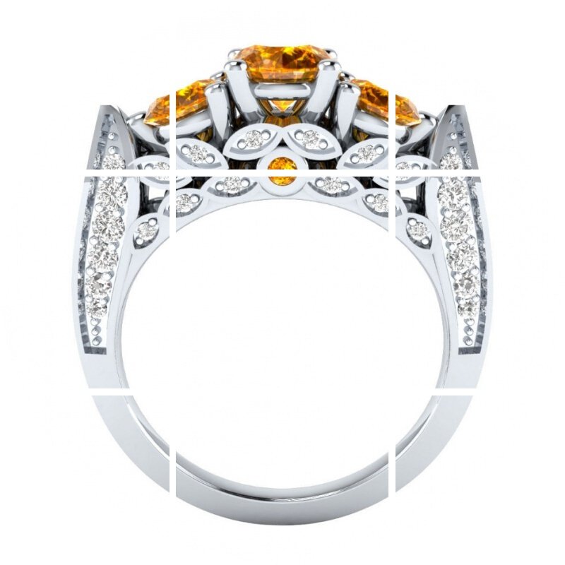 ring时尚女士戒指镀925银钻石戒指彩色锆石仿真宝石