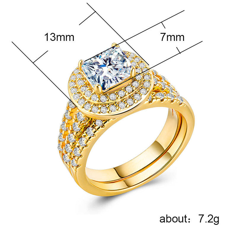 组合对戒子镀925银18k金锆石戒指宝石首饰