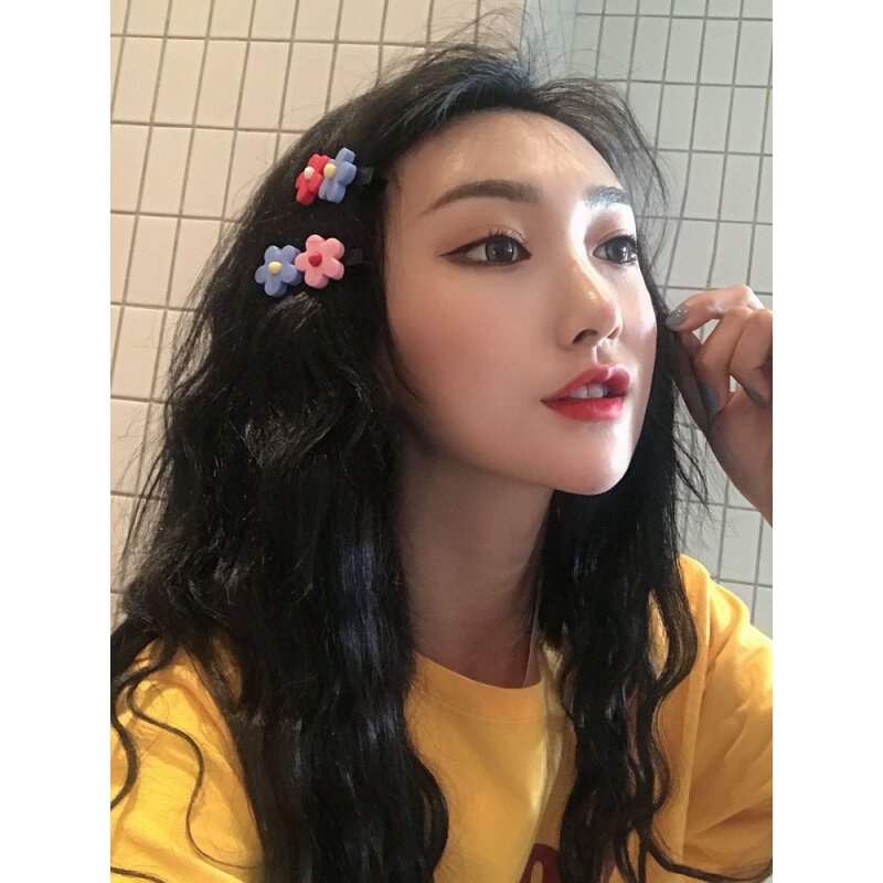 TKTY甜美花朵发夹泫雅风发饰学生清新奶油胶发卡软陶泥
