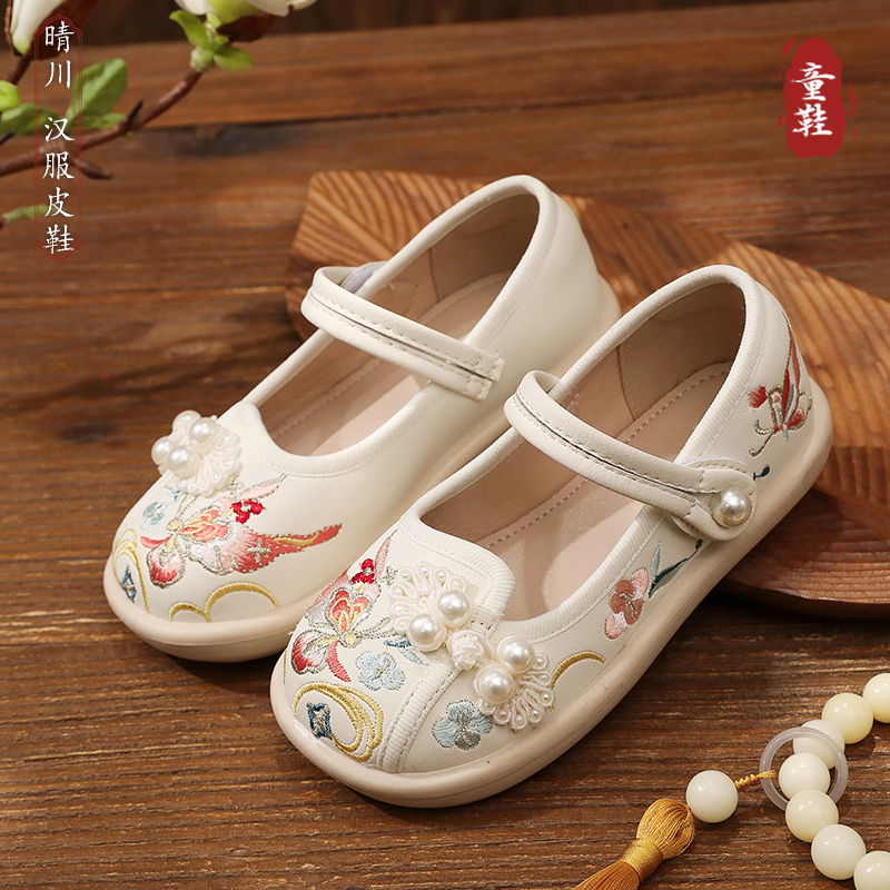 熱銷10000+女童漢服繡花小皮鞋