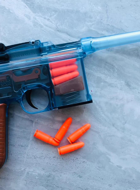 X顽模网红驳壳枪拼装模型毛瑟c96影视道具儿童玩具非蓝星反吹抛壳