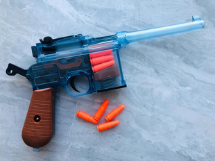 X顽模网红驳壳枪拼装模型毛瑟c96影视道具儿童玩具非蓝星反吹抛壳