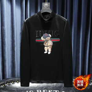 D215-27537-P100 2021冬新款轻奢男士韩绒半高领卫衣打底衫沙发图片