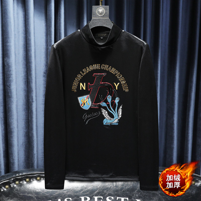 D215-27517-P100 2021冬新款轻奢男士韩绒半高领卫衣打底衫沙发图片