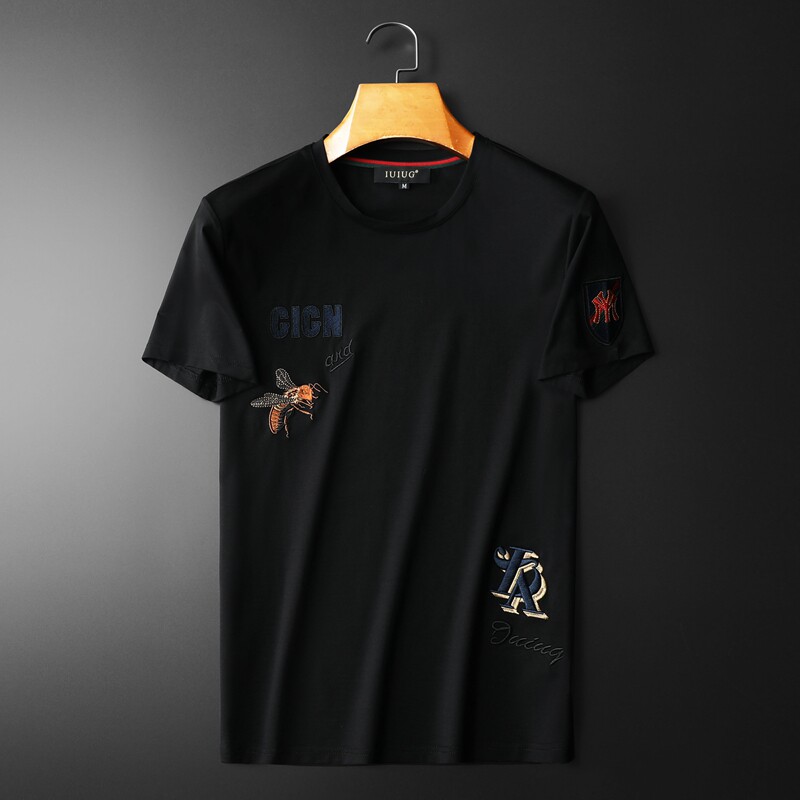 2024夏季新款IUIUG欧货时尚潮流丝光棉短袖t恤男D320-87086-P75,男装T恤,电商D320(原D215)