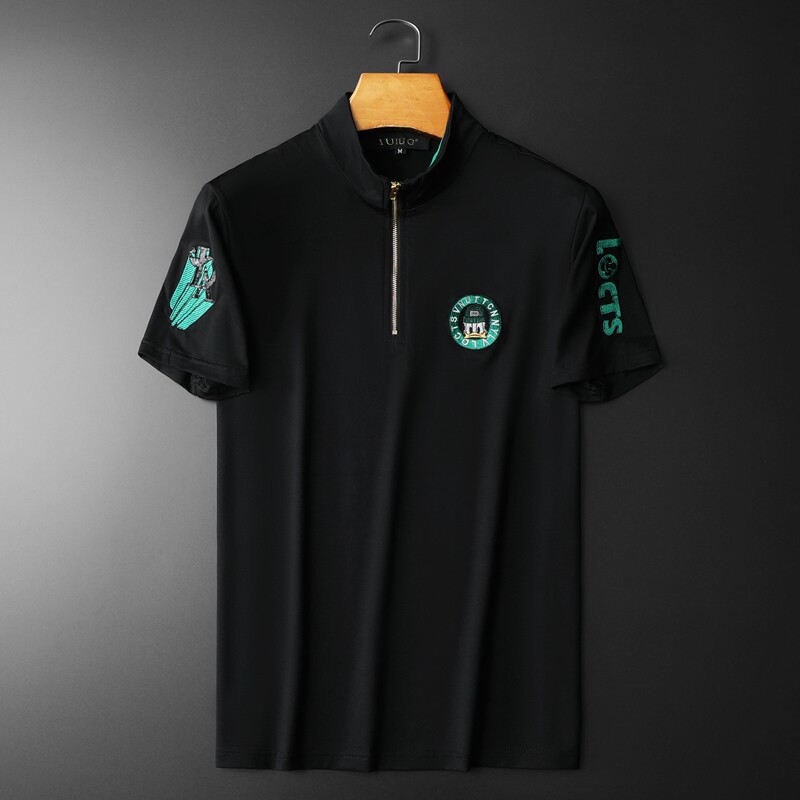 2024夏季欧货 IUIUG欧货时尚潮流丝光棉短袖t恤男D320-87212-P80图片