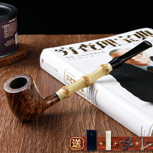 磐石牌手工传统经典烟斗撞球直斗烟斗竹节长杆男士烟具专用耐用