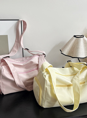 运动瑜伽健身包女收纳斜挎背包男大容量纯色短途轻便旅行包跨境