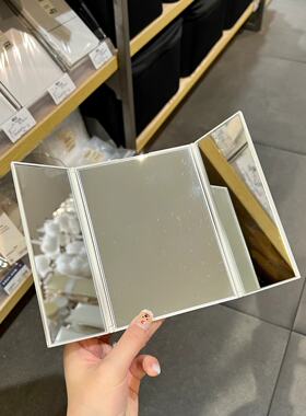 MUJI/无印良品 化妆镜 聚苯乙烯可折叠3面镜台式桌面手持镜子便携