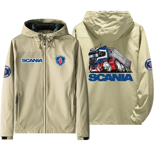 斯堪尼亚卡车印花带帽上衣男秋冬季韩版潮流加绒加厚百搭夹克外套