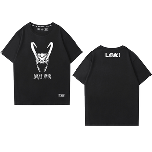 漫威美剧洛基周边短袖抖森复联男女夏季纯棉宽松潮流百搭休闲T恤