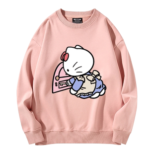 哈喽KT猫爱丽丝联名神奇宝贝小火龙皮卡丘圆领卫衣男女百搭衣服潮