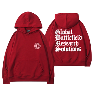 gbrs Group安保主题GBRS靶心印花连帽卫衣男生军迷战术秋冬上衣服