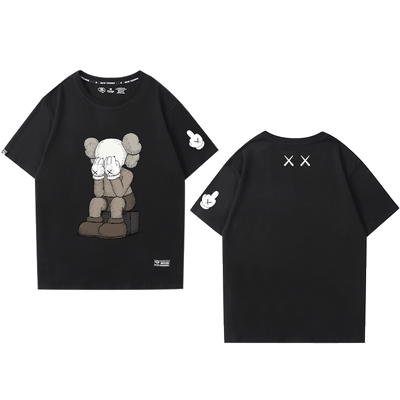 kaws公仔联名芝麻街周边印花短袖2022年夏季新款纯棉T恤潮ins男女