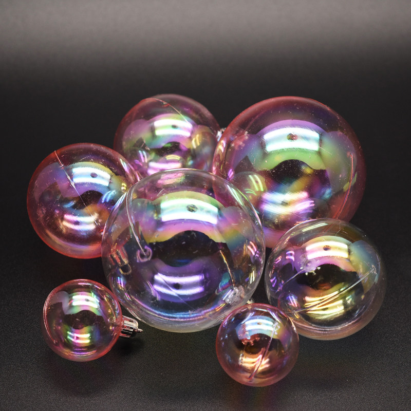 七彩塑料透明球 电镀镭射幻彩球 生日蛋糕装饰摆件插件甜品台装扮
