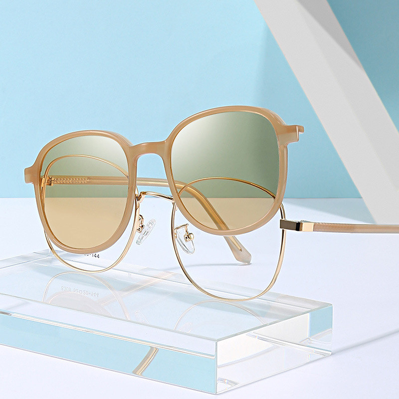 偏光磁吸眼镜框女时尚金属全框成品有度数散光防紫外线变色防蓝光