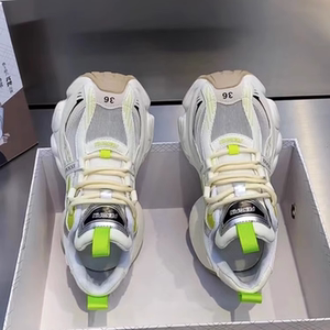 欧洲站网鞋2023夏季新款真皮透气网面厚底百搭休闲运动老爹鞋女潮