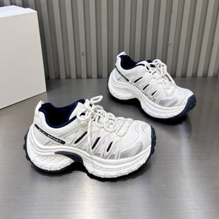 韩版 真皮加绒女鞋 拼色系带小个子6cm老爹鞋 小白鞋 运动鞋 2025冬季