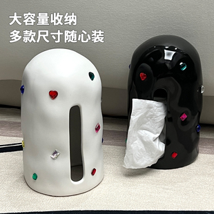 饰品抽纸盒ins 卧室陶瓷纸巾盒家用茶几餐桌面巾纸盒高颜值创意装