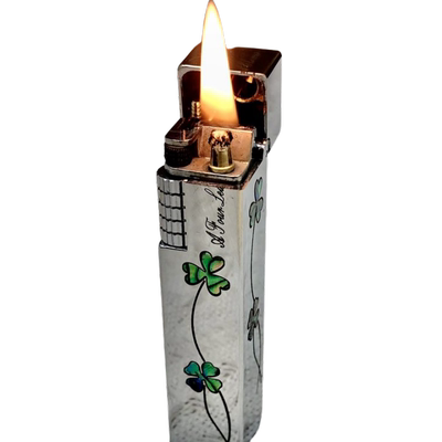 quercia手工黄铜R09四方亮铬镶嵌幸运四叶草便携男士礼品