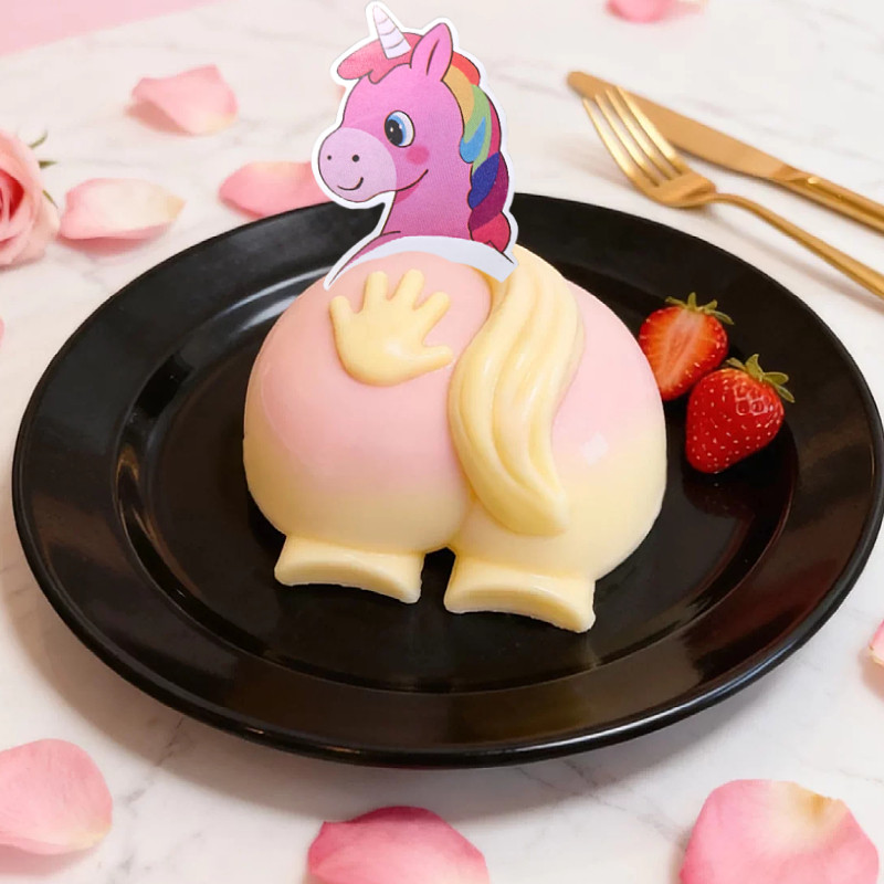 拍马屁慕斯硅胶模具布丁奶冻双皮奶烘焙蛋糕插签马年创意甜品磨具