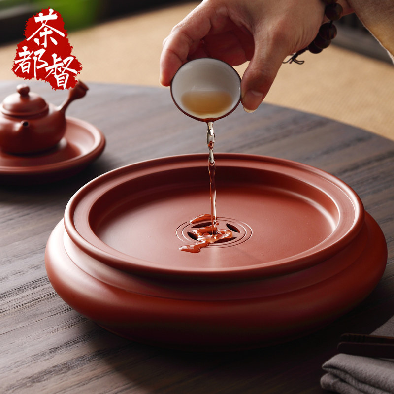 潮州明德园手拉鼓型朱泥茶船