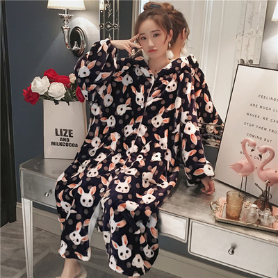 睡衣珊瑚绒加厚睡裙睡袍家居服