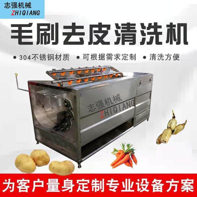 马钱子茯苓葛根药材去皮去泥清洗设备 1500土豆毛辊清洗机