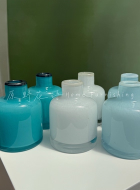 简约手工玻璃花瓶花器小口花插香薰瓶精油瓶民宿客厅装饰艺术摆件
