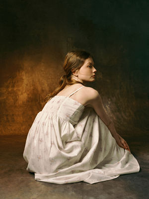 手绘泡桐花吊带度假风长裙