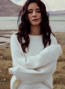 INGE 柔白暖糯高品质浣熊绒拉毛针织慵懒百搭垂感落肩宽松毛衣