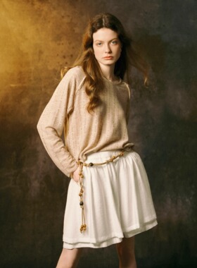 INGE 多罗西娅本白薄纱天丝棉光泽感透气轻盈廓形短裤夏装裤