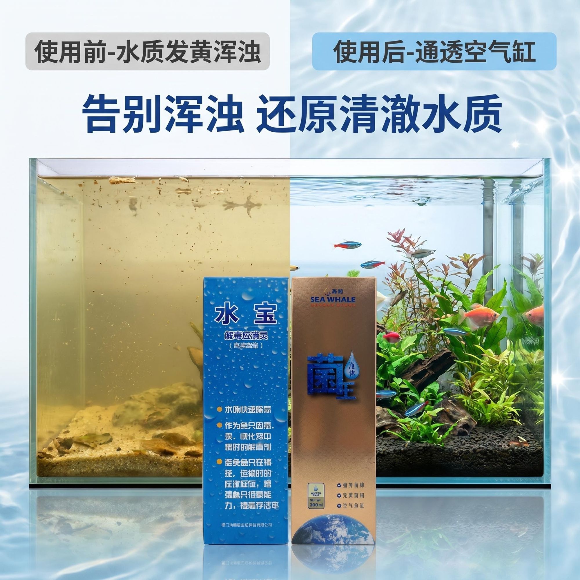 海鲸菌王液体硝化细菌 水宝稳定水质鱼缸净水 观赏鱼空气缸专用