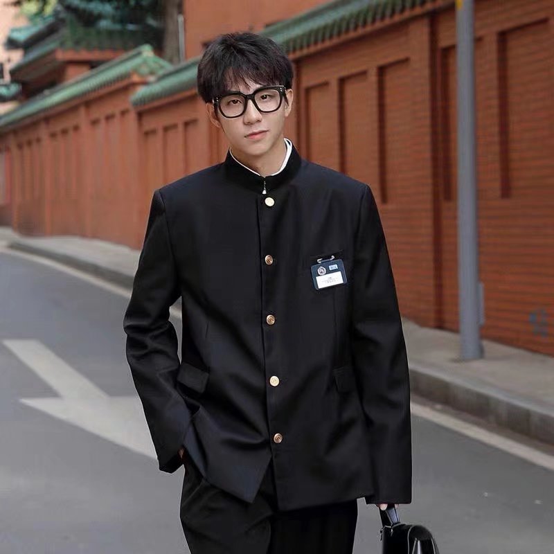 中山装套装日式校服DK制服男生高街痞帅西服三件套高级感炸街