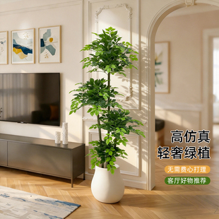幸福树仿生绿植高级感室内电视柜旁大型仿真植物装饰落地盆栽摆件