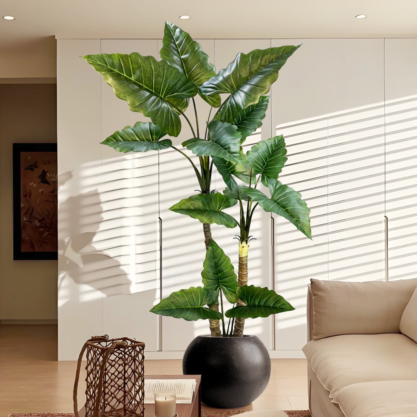 仿真绿植彩虹芋室内客厅沙发边装饰摆件高品质仿生植物落地氛围树