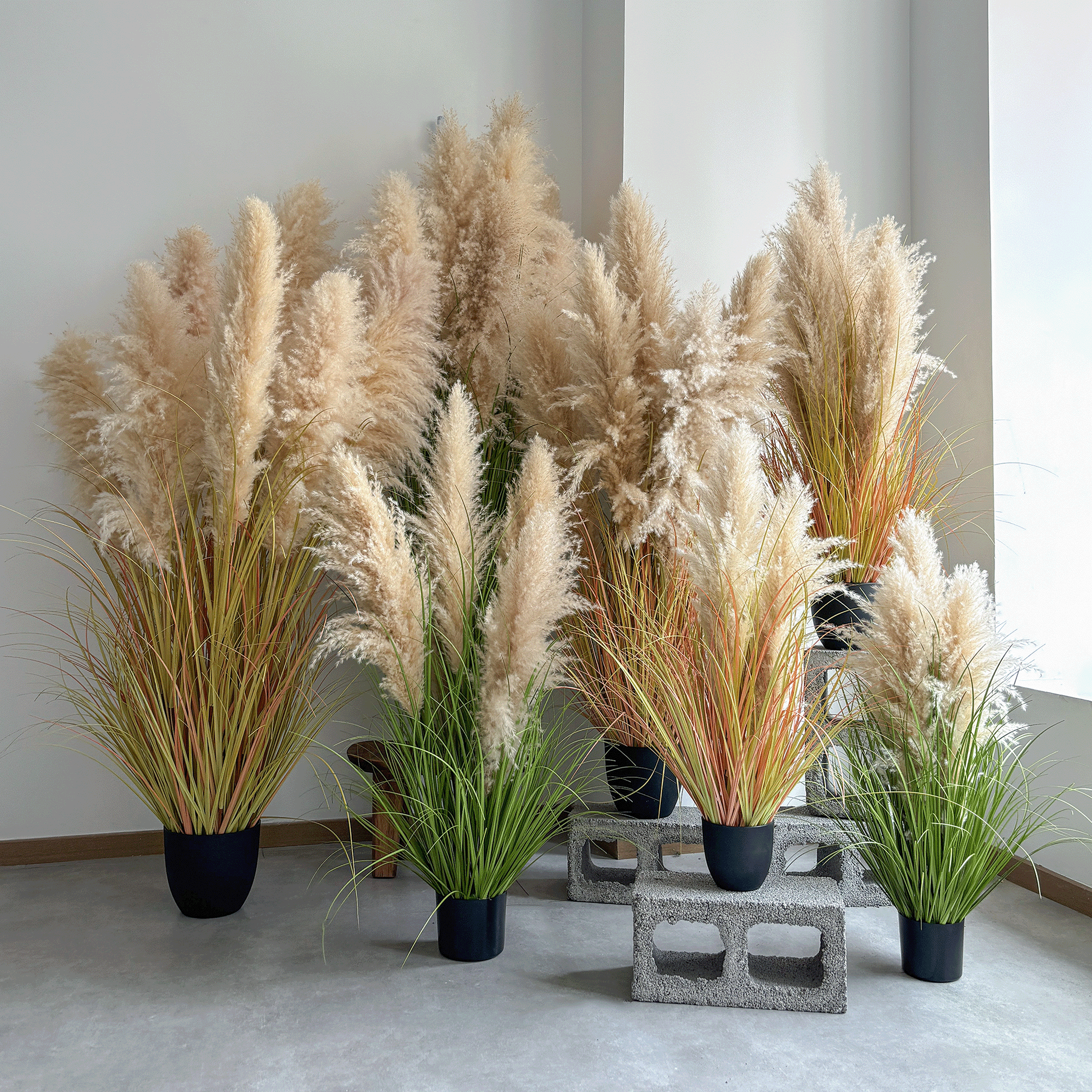 假绿植天然芦苇假花狗尾草室内高级仿生植物景观摆件落地盆栽装饰