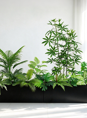 高端轻奢仿真绿植造景花箱摆件