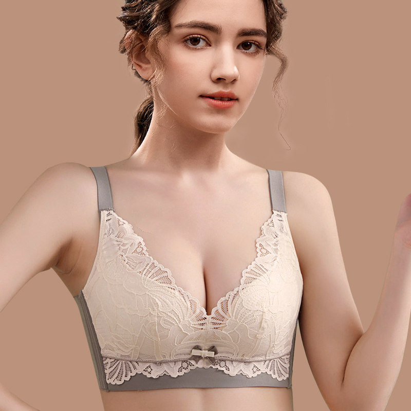 C内衣女无痕无钢圈小胸聚拢性感蕾丝收副乳调整型防下垂文胸罩