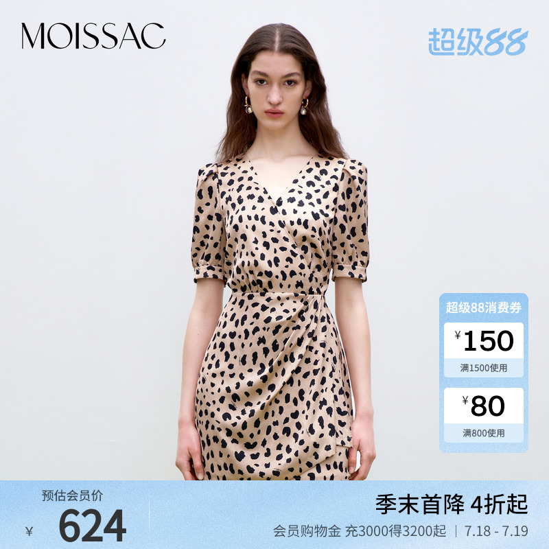 领短款俏皮豹纹波点连衣裙