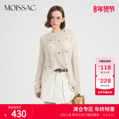 MOISSAC摩萨克秋款 女 针织套头衫 透视花朵刺绣圆领长款 长袖