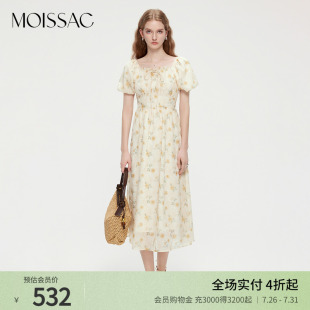 连衣裙女 摩萨克2025夏新款 法式 田园清新碎花甜美灯笼袖 高腰长款