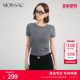 毛衫 MOISSAC摩萨克秋款 简约刺绣logo螺纹领口针织短袖 T恤女