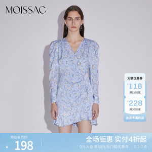 商场同款  摩萨克甜美泡泡袖荷叶边兔印花连衣裙女