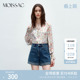 商场同款 上衣女 MOISSAC摩萨克系带甜美风碎花V领雪纺小衫