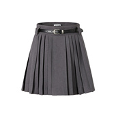 商场同 七七酱直播间 摩萨克春学院风精致腰带百褶A字短裙女