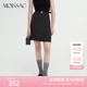 MOISSAC摩萨克秋法式 粘纤蚕丝黑色波点通勤半身短裙女